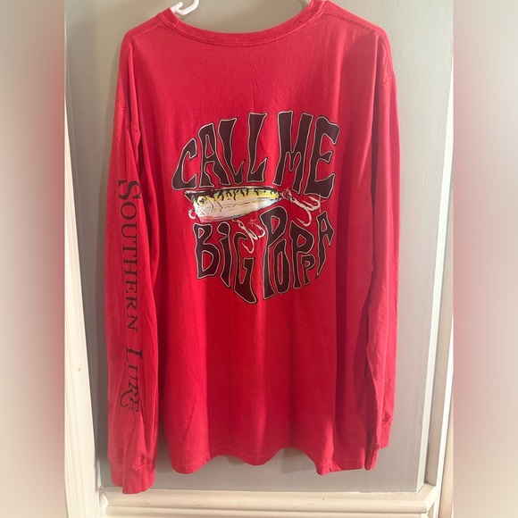 Southern Lure Vibrant Red Long Sleeve Tee for Casual Comfort - Picture 1 of 6